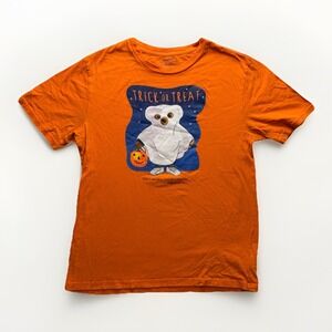 Ralph Lauren Polo Bear Halloween Trick Treat XL 18-20 Orange Ghost T Shirt Tee
